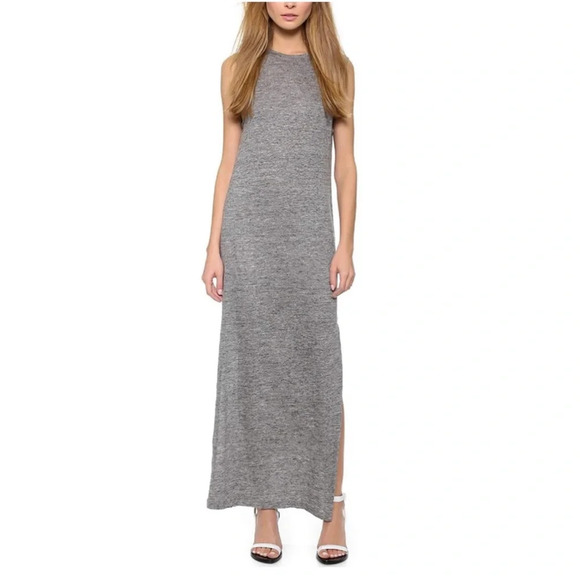 Alexander Wang Heather Linen Muscle Maxi Long Dress Gray Side Slit XS - Picture 15 of 15